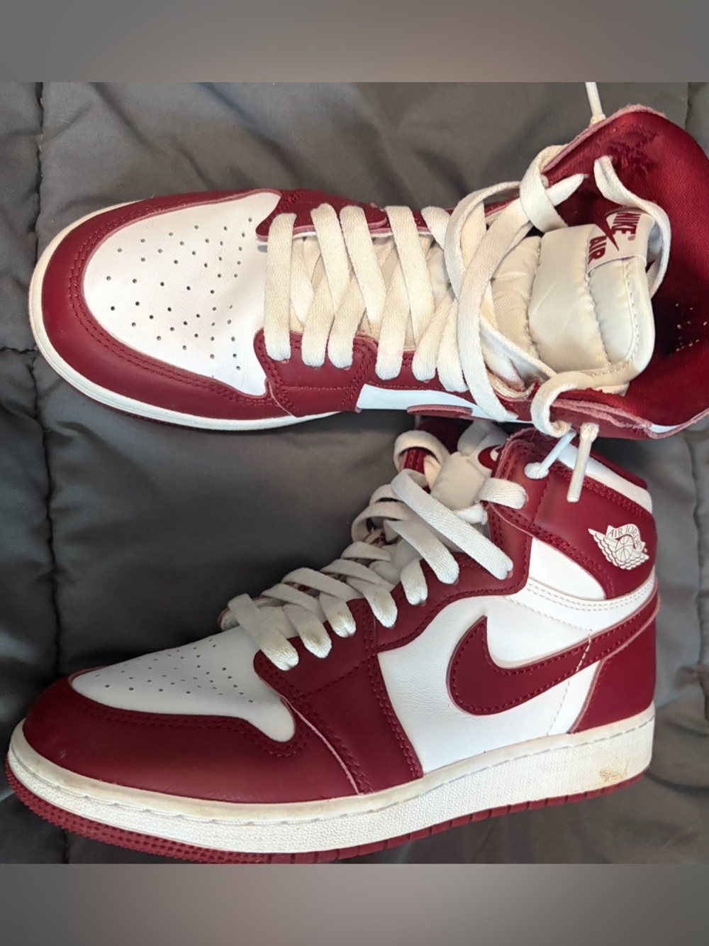 Nike Kids High-Top Sneakers in White and Red